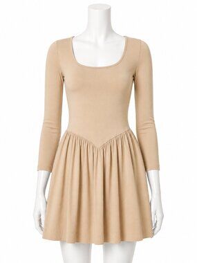 NWT Free People Onda Long Sleeve Mini Dress Square Neck Stretch Cotton